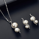 Pearl Crystal Zircon Silver Fashion Set