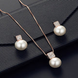 Pearl Crystal Zircon Silver Fashion Set