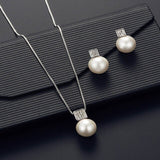Pearl Crystal Zircon Silver Fashion Set