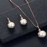 Pearl Crystal Zircon Silver Fashion Set
