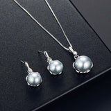 Pearl Crystal Zircon Silver Fashion Set