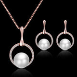 Pearl Crystal Zircon Silver Fashion Set