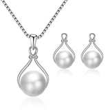 Pearl Crystal Zircon Silver Fashion Set