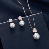 Pearl Crystal Zircon Silver Fashion Set