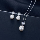 Pearl Crystal Zircon Silver Fashion Set