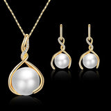 Pearl Crystal Zircon Silver Fashion Set