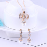Pearl Crystal Zircon Silver Fashion Set