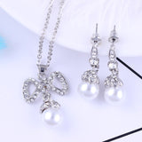 Pearl Crystal Zircon Silver Fashion Set