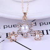 Pearl Crystal Zircon Silver Fashion Set