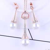 Pearl Crystal Zircon Silver Fashion Set