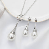 Pearl Crystal Zircon Silver Fashion Set