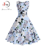 Summer Floral Print Sleeveless Party Dresses 50s 60s style  Dress with Belt