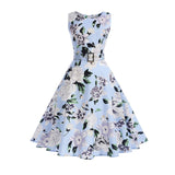 Summer Floral Print Sleeveless Party Dresses 50s 60s style  Dress with Belt