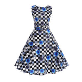 Summer Floral Print Sleeveless Party Dresses 50s 60s style  Dress with Belt