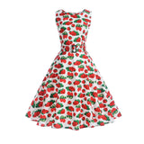 Summer Floral Print Sleeveless Party Dresses 50s 60s style  Dress with Belt