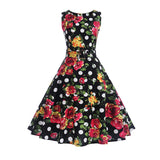 Summer Floral Print Sleeveless Party Dresses 50s 60s style  Dress with Belt