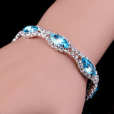 Luxury Crystal Bracelets For Women Silver Plated Rhinestone Charm Bracelet