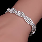 Luxury Crystal Bracelets For Women Silver Plated Rhinestone Charm Bracelet