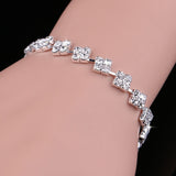 Luxury Crystal Bracelets For Women Silver Plated Rhinestone Charm Bracelet