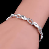 Luxury Crystal Bracelets For Women Silver Plated Rhinestone Charm Bracelet