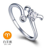 12 Zodiac Ring CZ Open Adjustable Rings