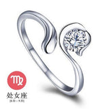 12 Zodiac Ring CZ Open Adjustable Rings