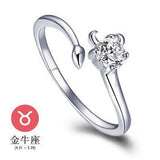 12 Zodiac Ring CZ Open Adjustable Rings