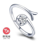 12 Zodiac Ring CZ Open Adjustable Rings