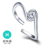 12 Zodiac Ring CZ Open Adjustable Rings