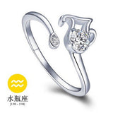 12 Zodiac Ring CZ Open Adjustable Rings