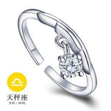 12 Zodiac Ring CZ Open Adjustable Rings