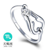 12 Zodiac Ring CZ Open Adjustable Rings