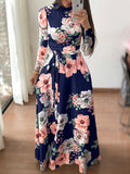 Danjeaner New Style Women Long Sleeve Flower Dress