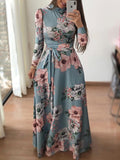 Danjeaner New Style Women Long Sleeve Flower Dress
