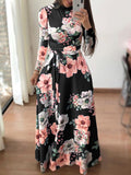 Danjeaner New Style Women Long Sleeve Flower Dress
