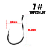 10pcs/lot  ISEAMA With Eye 50358 1/0#-10# High Carbon ISE Fishing Hook