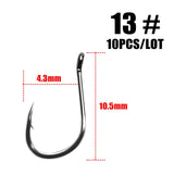 10pcs/lot  ISEAMA With Eye 50358 1/0#-10# High Carbon ISE Fishing Hook