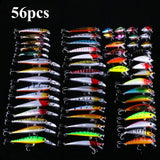 56pcs/pack Mixed Fishing Lure Bait Set