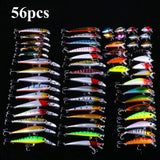 56pcs/pack Mixed Fishing Lure Bait Set